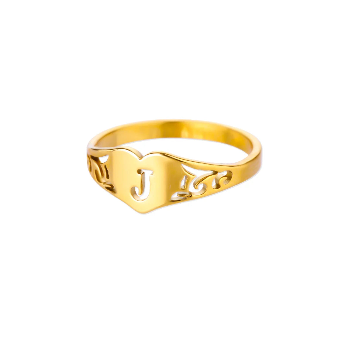 Anillos de corazón con letras iniciales huecas de moda para mujer, color dorado, acero inoxidable, anillo con letras de la A a la Z, regalo de joyería estética para boda