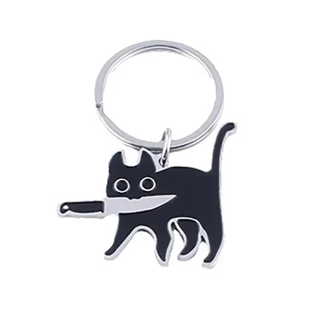 Niedlicher Cartoon-Katzen-Schlüsselanhänger – Schwarzer Kätzchen-Messer-Anhänger für Schlüssel, Tasche, Schmuck – Großhandel Tier-Schlüsselanhänger Geschenk