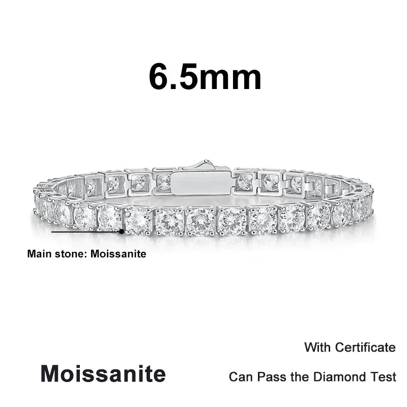 NeeTim 3mm 4mm 5mm 6.5mm Moissanit Tennisarmband Original s925 Sterling Silber Labor Diamant Armbänder für Frauen Männer Ketten