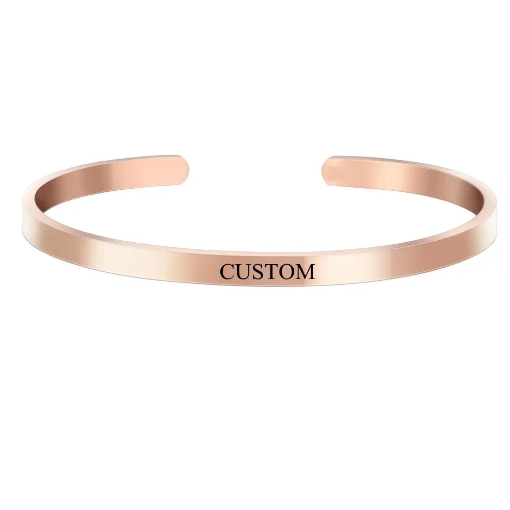 Personalisierte Koordinaten-Gravur Name Text Herz-Aussparung Armreif Personalisierte Bar Halskette Edelstahl Armband Männer Frauen Geschenk