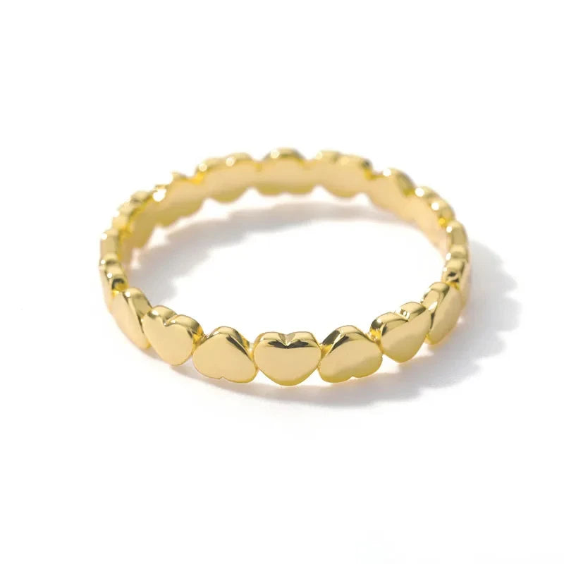 Edelstahl Herzringe für Frauen Goldfarbener Herz Verlobungs Ehering Luxus Hochzeit Ästhetik Mode Schmuck Geschenk