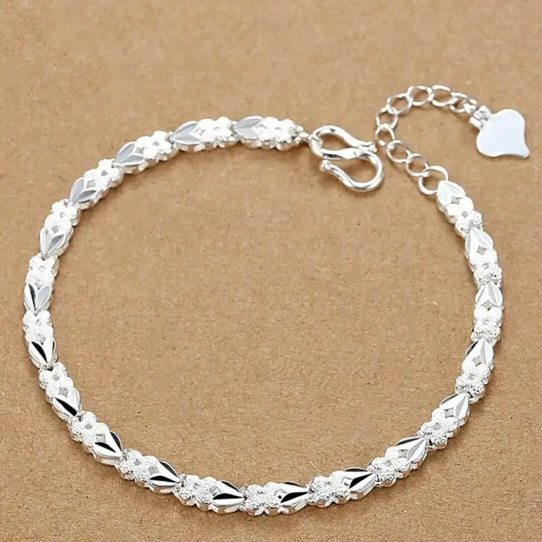 Edles 925er Sterlingsilber Quadratisches Massives Kettenarmband für Frauen Männer Charm Party Geschenk Hochzeit Modeschmuck Kostenloser Versand