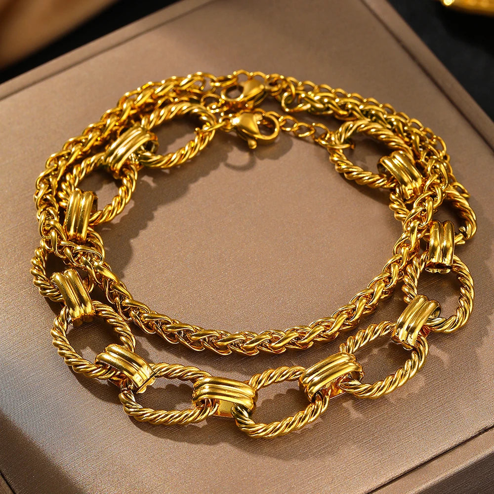 Edelstahl Armband Set Minimalistisches Neues Beliebtes Ketten-Armband für Damen Schmuck Nicht verblassend Hochwertige Geschenke