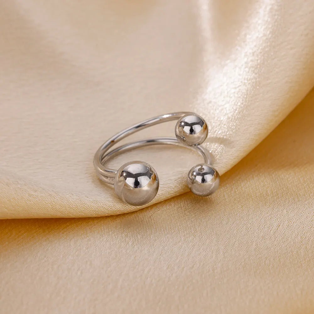 Punk Chunky Ball Ringe für Frauen Männer Gold Farbe Edelstahl Angstperlen Ring Trendy Schmuck Finger Accessoires Geschenk BFF