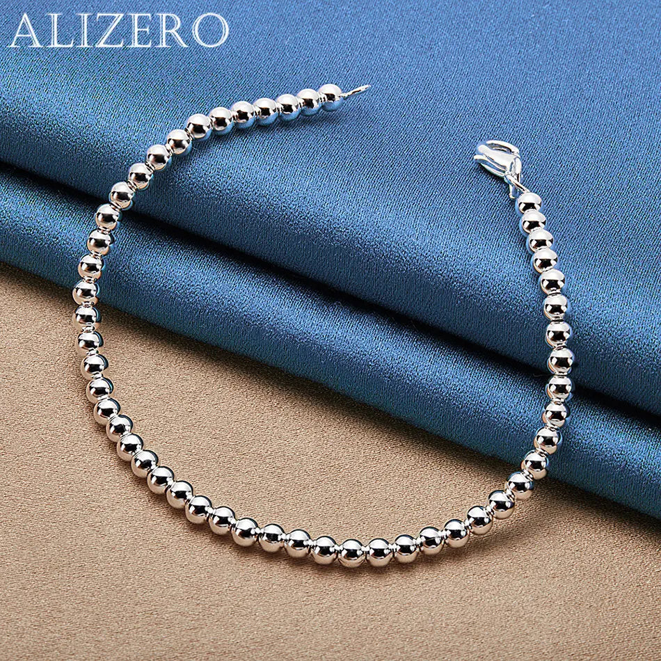 ALIZERO 925 Sterling Silber Armband 4mm Perlen Armbänder für Damen Schmuck für Mode, Party und Alltag 16-23CM