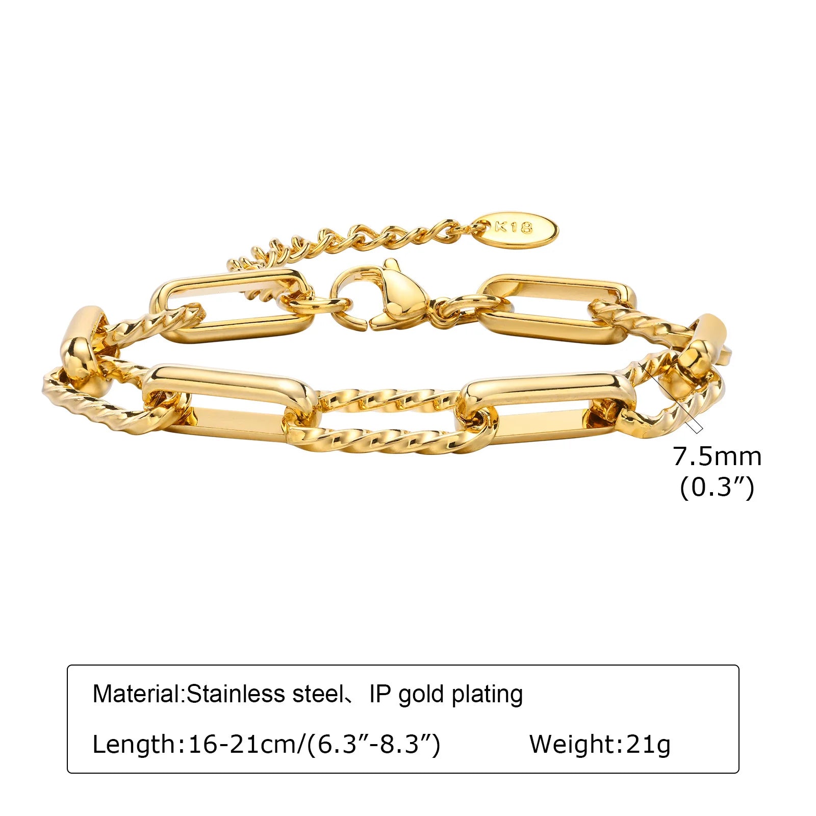 Wasserdichte Edelstahl-Kettenarmbänder für Damen, vergoldete, stapelbare Gliederarmbänder als Geschenke