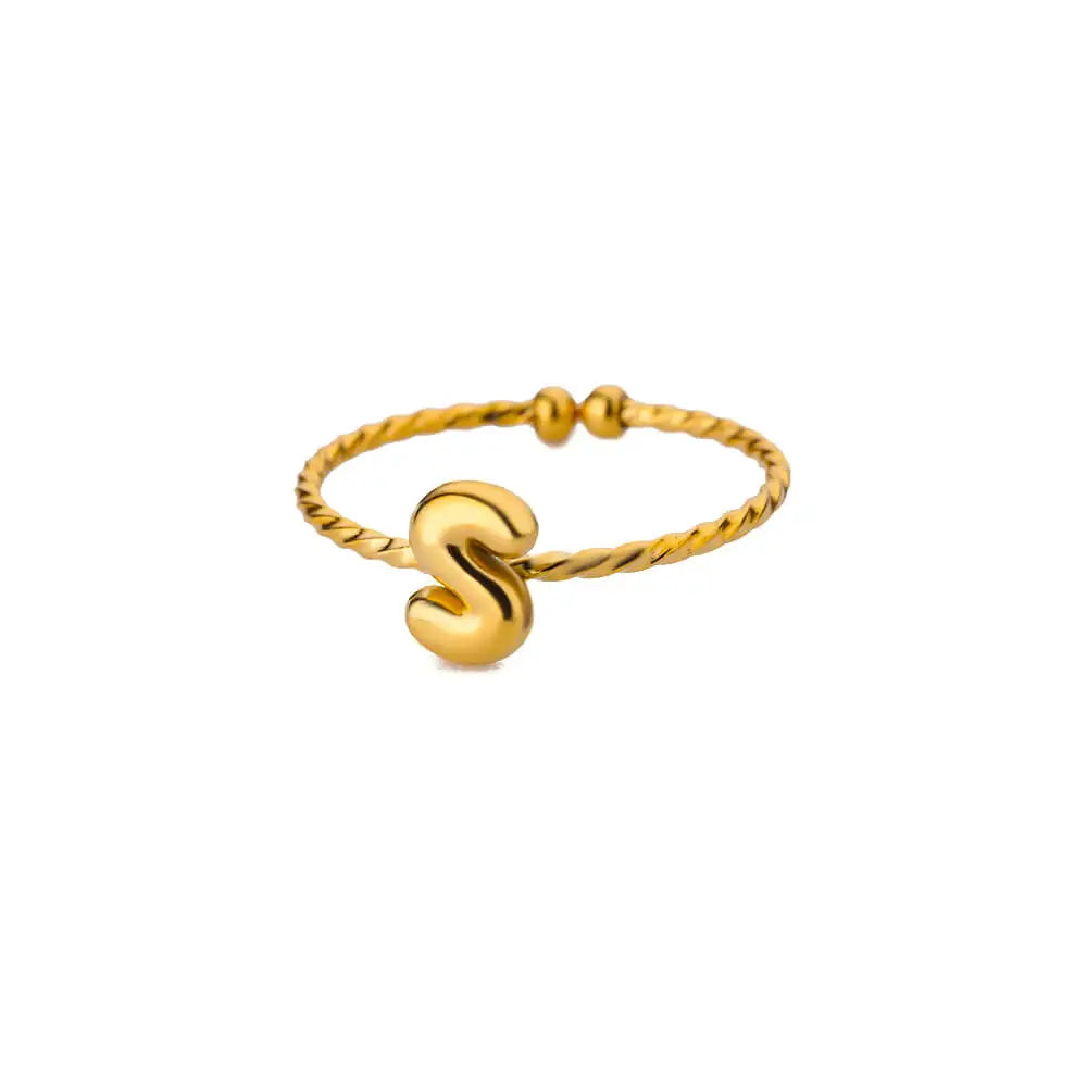 Süße klobige Initialenringe für Frauen, goldfarbener Edelstahl A-Z Buchstaben verstellbarer Ring, ästhetischer Hochzeitsschmuck, Geschenk