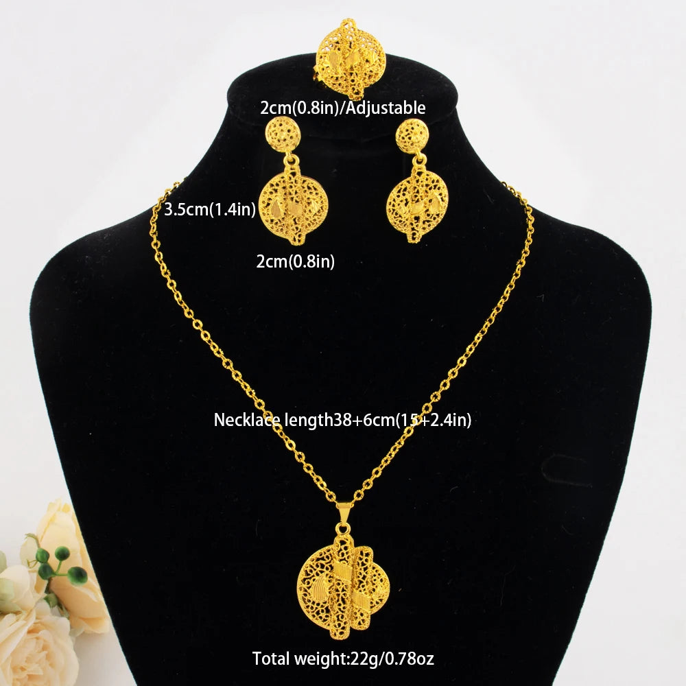 Modeschmuck-Set aus Gold, Edelstahl-Ohrringe und Halsketten für Damen, einfaches Persönlichkeitsgeschenk, Hochzeitsfeier-Accessoires