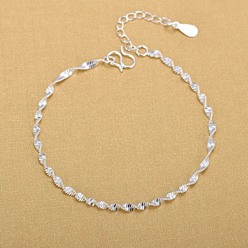 20,32 cm 18K Goldarmband 5MM seitliches Kettenarmband für Frauen Männer Mode Hochzeit Verlobung 925 Sterlingsilber Schmuck Geschenke