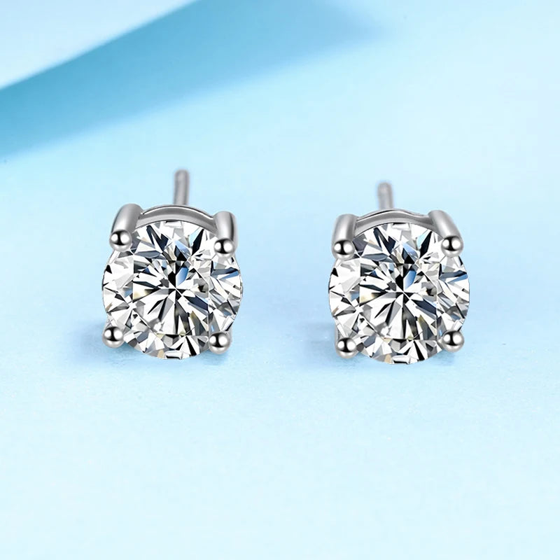 NeeTim 0.1-5ct D Pendientes de moissanita de laboratorio con diamante de plata de ley 925 chapados en oro blanco, joyería de boda para mujer y hombre