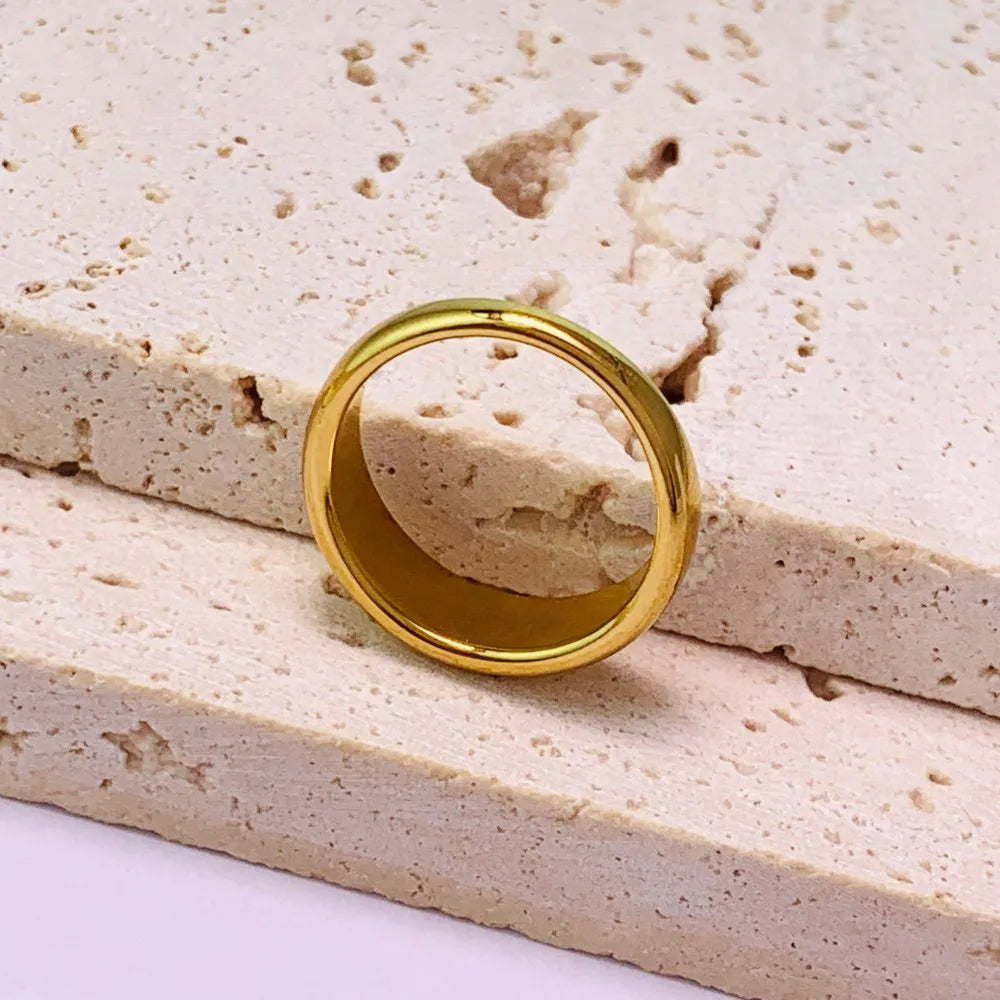 Einfacher Edelstahl Damenring Glänzend Gebogen Goldfarbe Französischer Punk Party Schmuck für Frauen Großhandel Dropshipping