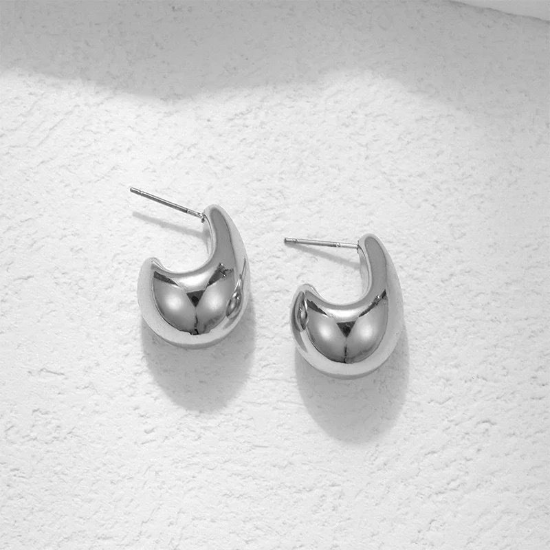 Vintage Chunky Dome Drop-Ohrringe für Damen, vergoldet, aus Edelstahl, dicke tropfenförmige Ohrringe, Statement-Hochzeitsschmuckgeschenke