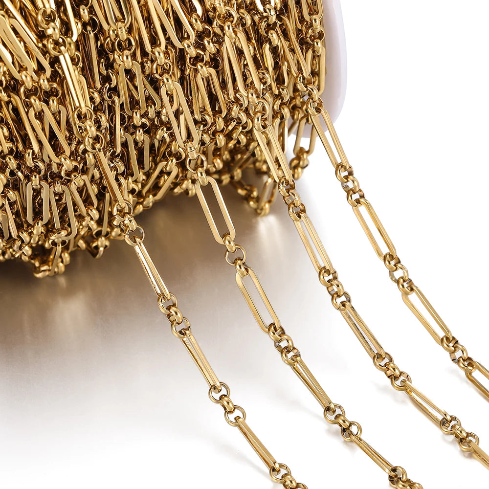 1 Meter/Pack 304 Edelstahl Knotenglieder Gold Stahlfarbe Handgemachte Ketten für DIY Halsketten Armbänder Schmuckherstellung Zubehör