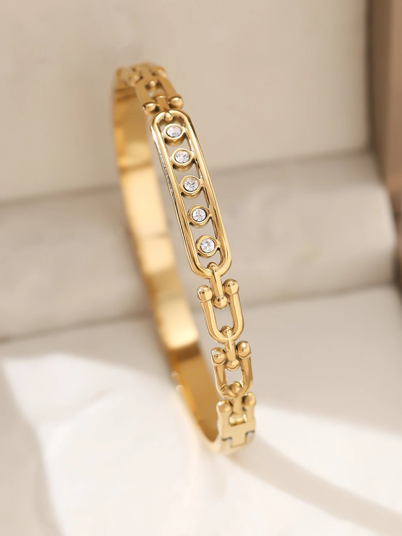 1 Stück/Set Damen Hochzeitsschmuck Party Feiertag Valentinstag Geschenk Edelstahl Armband 18K vergoldet Armband