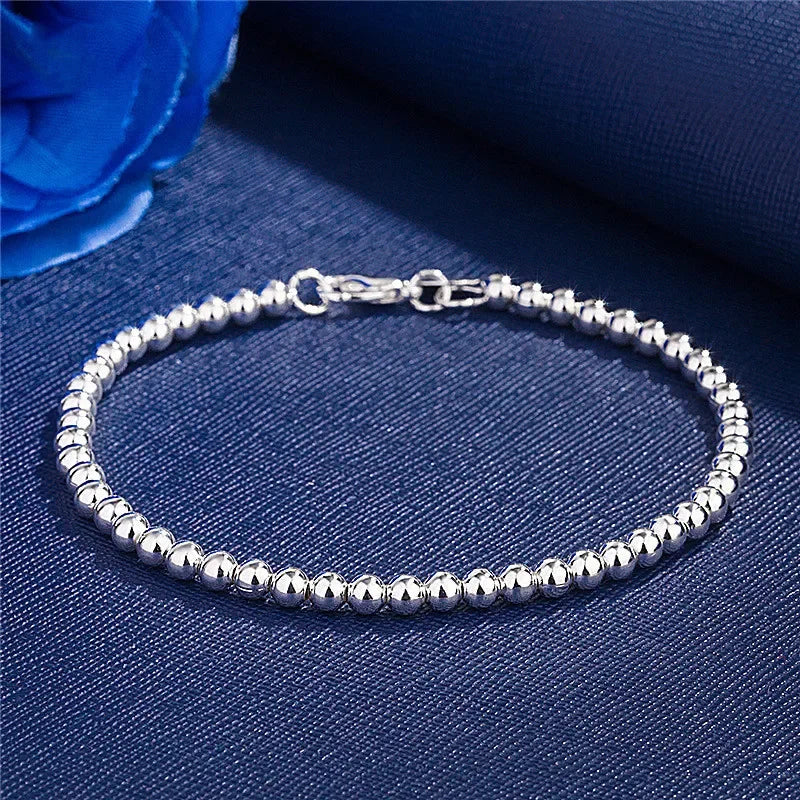 925 Sterling Silber Charm Armband für Frauen 4mm Perlen Kette Beliebte Marken Schmuck Hochzeit Party Weihnachtsgeschenke