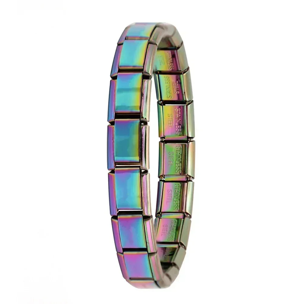 Hapiship Neue Damen Schmuck 9mm Breite Italienisches Elastisches Charm Armband Mode Edelstahl Armreif ST-