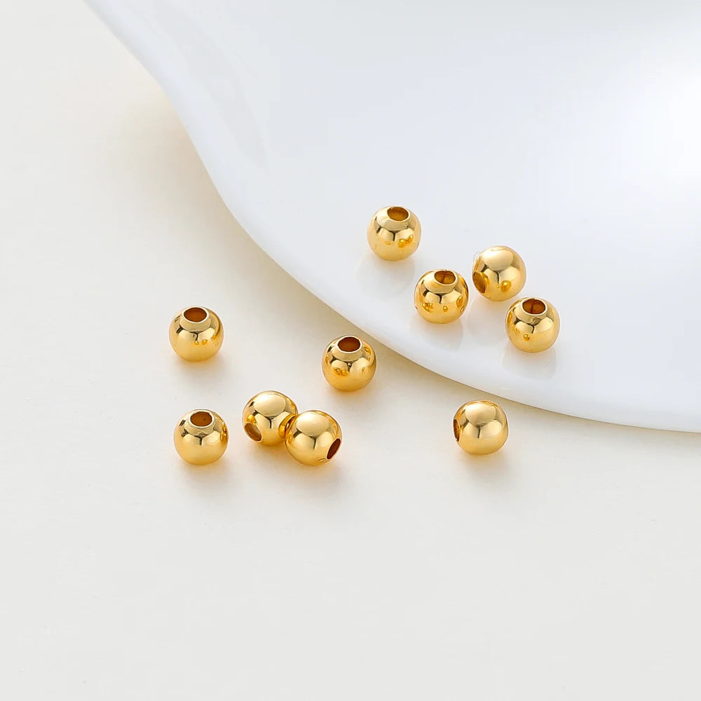30-100 unidades de cuentas espaciadoras de latón chapado en oro de 14K/18K de 2/2,5/3/4/5/6 mm para la fabricación de joyas, accesorios, abalorios al por mayor
