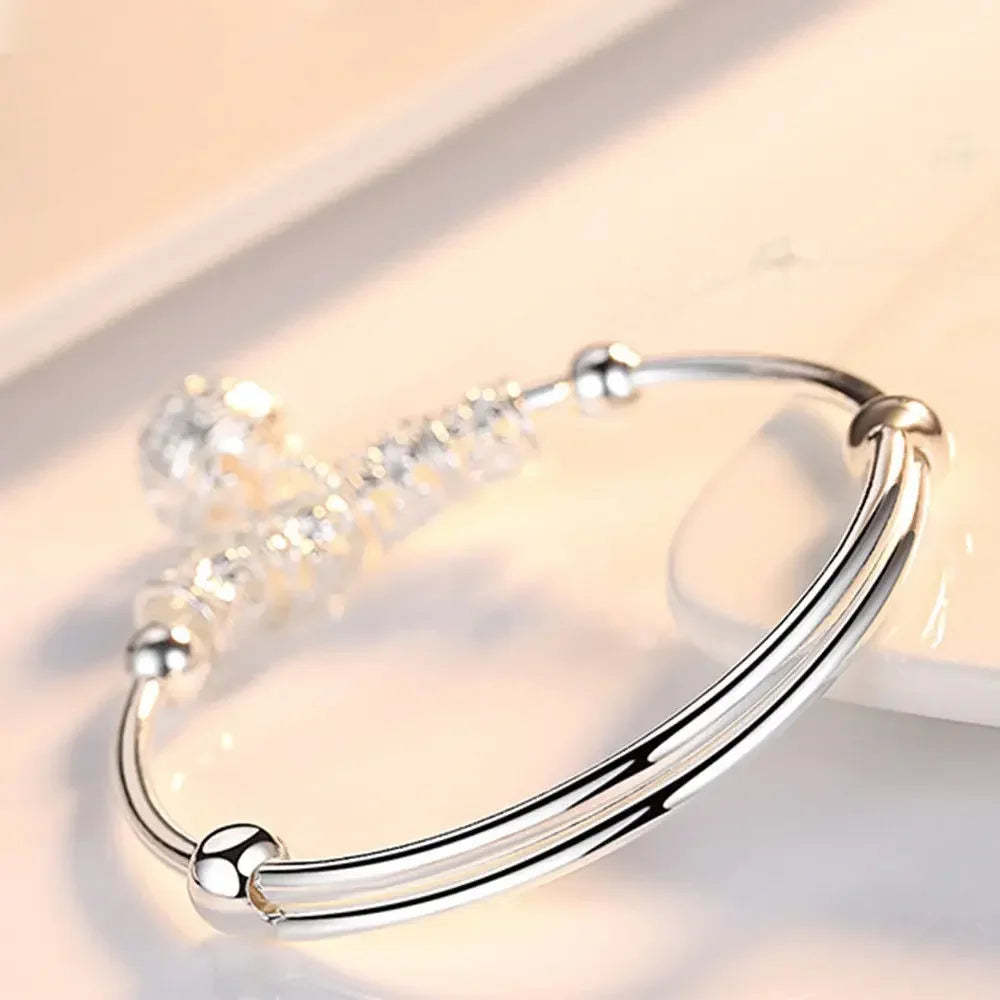 Feine Armbänder aus 925er Sterlingsilber mit hohlen Glocken und Kugeln, verstellbar, für Damen, modische Weihnachtsgeschenke, Party- und Hochzeitsschmuck