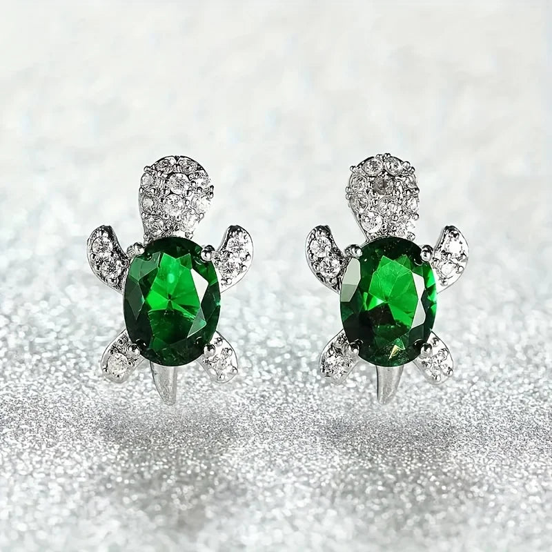 1 Paar S925 Silber süße Schildkröten-Ohrringe mit mehreren Farben zur Auswahl, Schmuck Weihnachtsgeschenk für Frauen