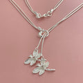 Collar con colgante de dos libélulas de plata de ley 925 para mujer, collar con cadena de serpiente, joyería para boda y compromiso