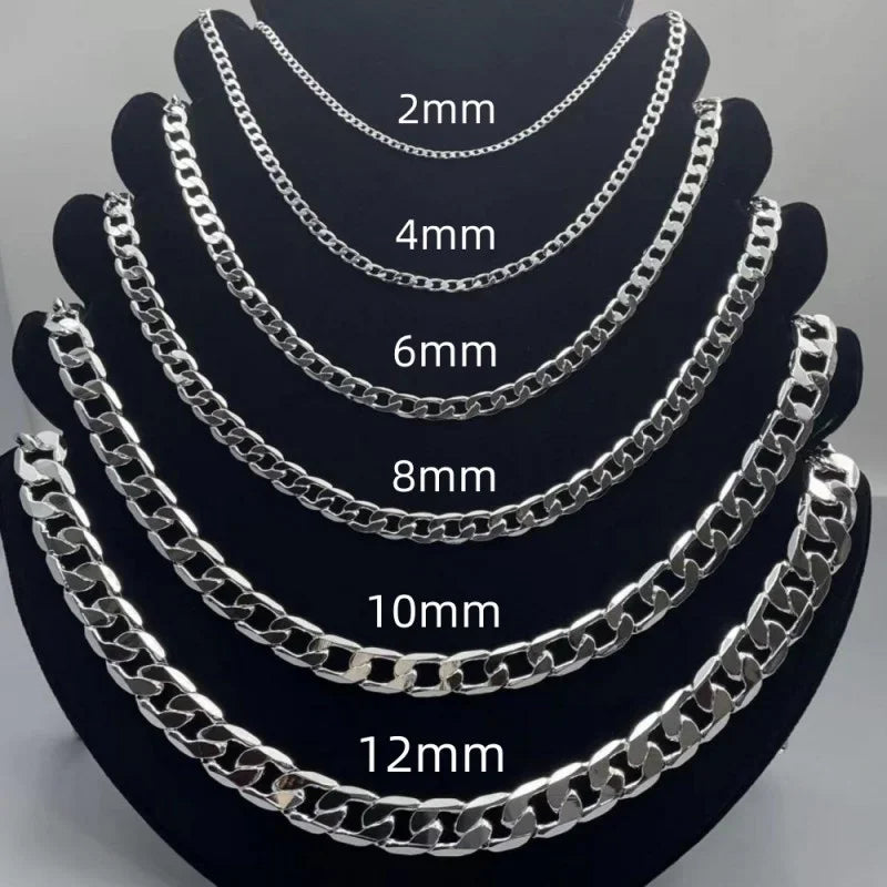 Collar de plata esterlina 925 para hombre de 2/4/6/8/10/12MM y 40-75cm, collar de cadena con cierre de langosta para hombre y mujer, regalo de compromiso