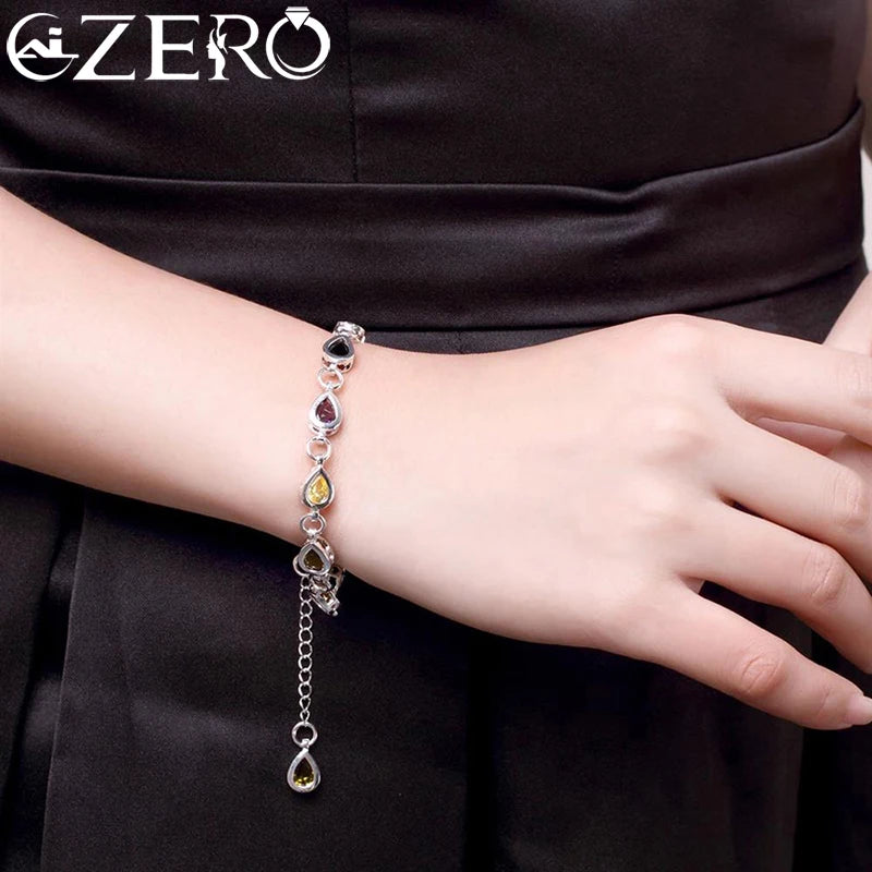 Großhandel 925 Sterling Silber Edle Charm Armbänder Zirkon Kette Kristall Schmuck Mode für Frauen Hochzeit Dame Süß
