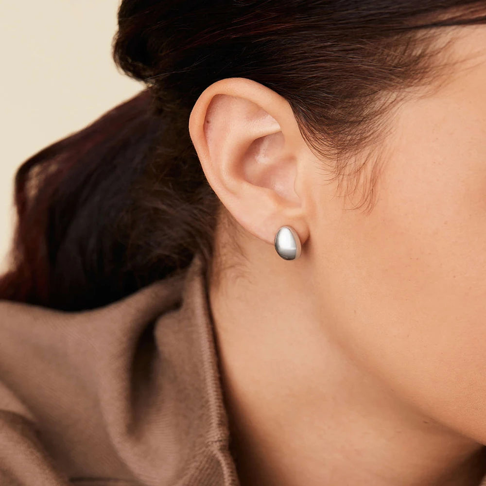 Pendientes de tuerca de acero inoxidable SUNIBI para mujer, color dorado, color plateado, pendientes sencillos, aros gruesos y lisos para esposas, joyería de moda.