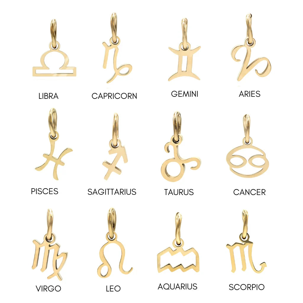 SUNIBI Stainless Steel Star Zodiac Sign 12 Constellation Pendant Accessories for Necklace Women Man Jewelry Gifts Wholesale