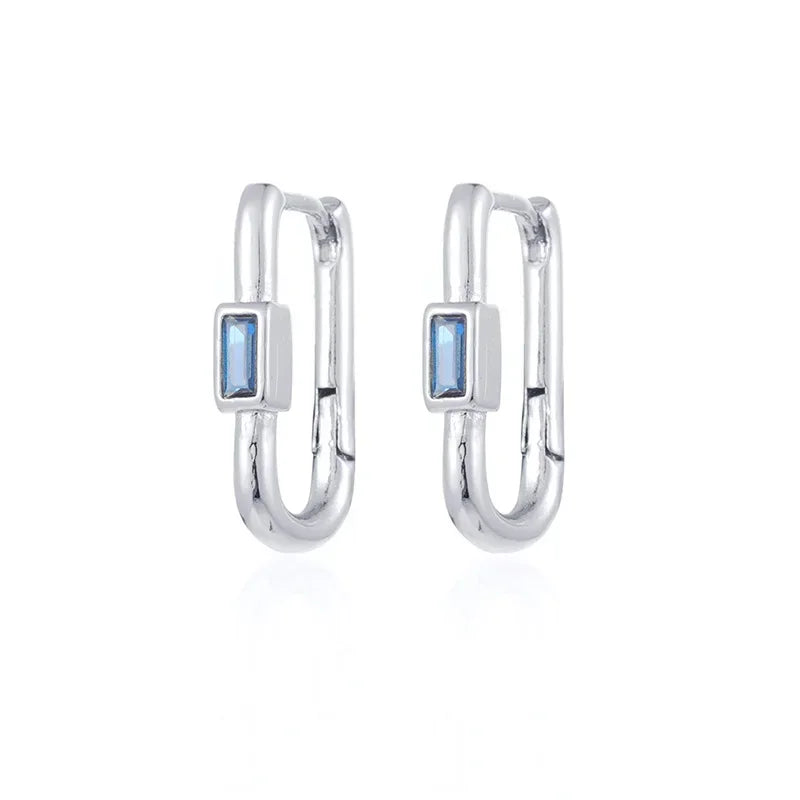 1 Paar Damen Bunte Zirkon Quadratische Ohrclips Geometrische U-förmige Creolen Tägliches Party-Pairing mit Schmuck