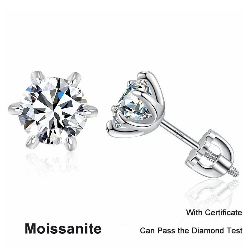 NeeTim 1ct 2ct Moissanit Schraubohrringe für Damen 925 Sterling Silber mit vergoldetem Diamant Hochzeitsparty Mädchen Ohrstecker