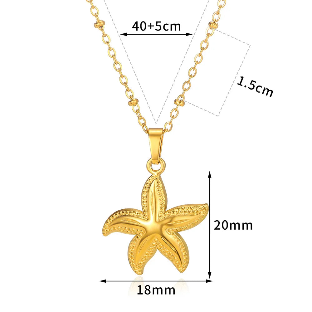 Freshwater Pearl Jewelry Set Shell Starfish Star Necklace Anklet Sets For Women Fashion Stainless Steel Chain Party Daily Gifts