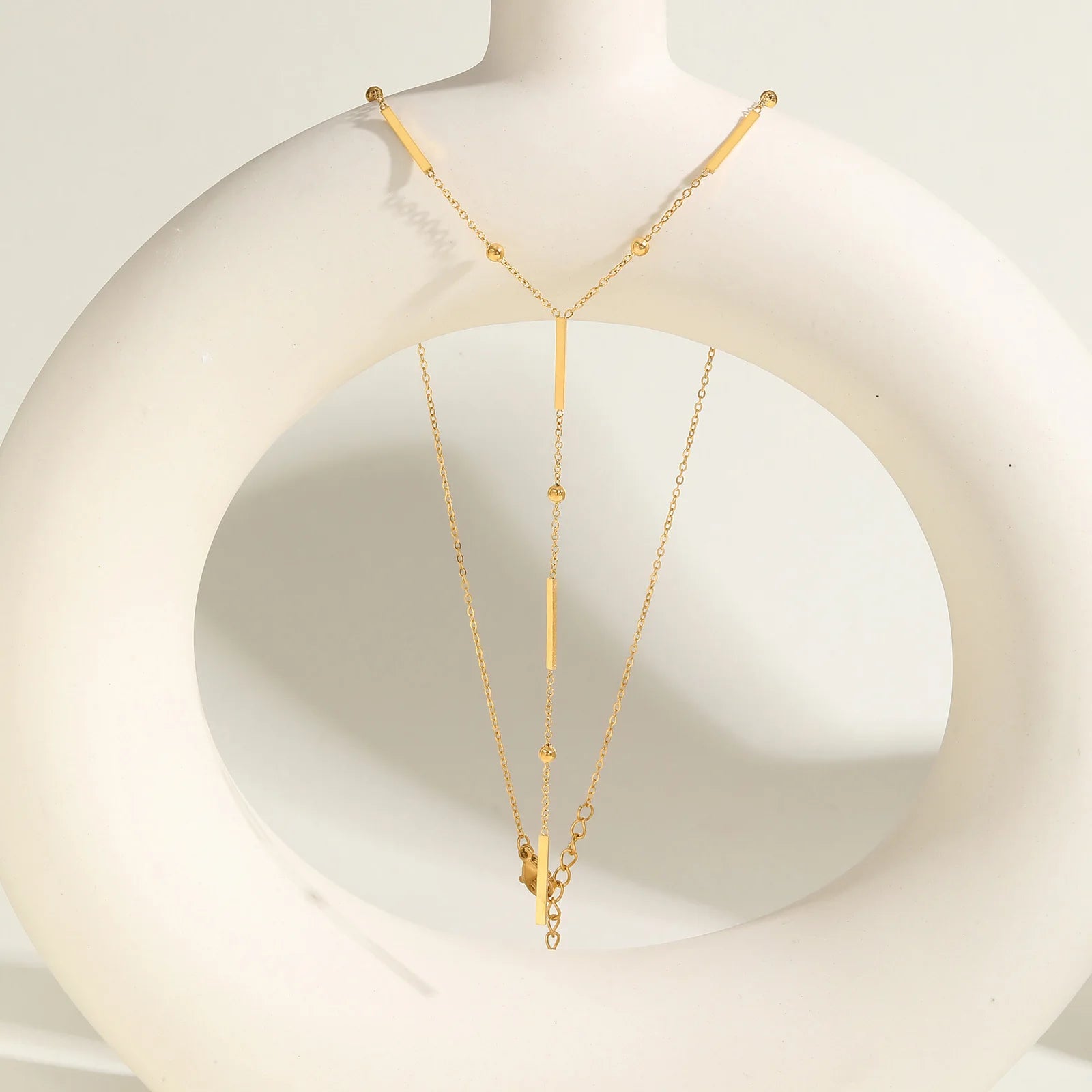 Beaded Long Chain Y Shape Necklace For Women, Minimalist Drop Bar Pendant Choker Necklaces, Clavicle Chain Jewelry