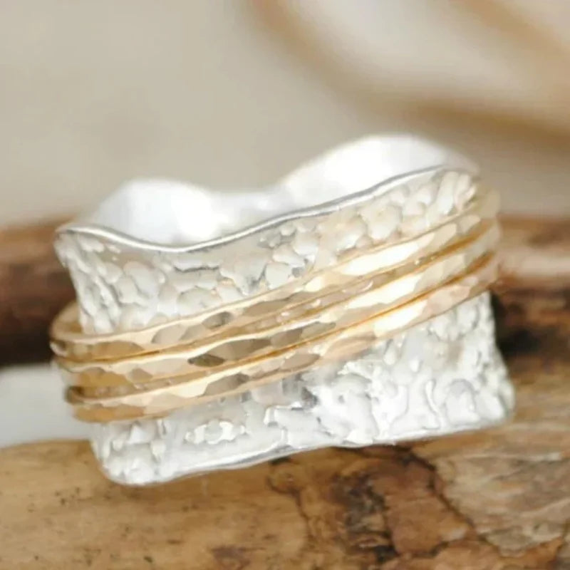 Modischer minimalistischer zweifarbiger Zirkonring mit Intarsien für Damen, Geburtstagsparty-Schmuck, individueller Schmuck