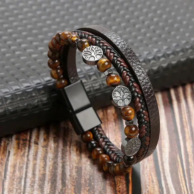 Klassisches Herren Lederarmband Neuer Stil Handgewebt Mehrschichtige Kombination Accessoire Mode Herrenschmuck Großhandel Dropshipping