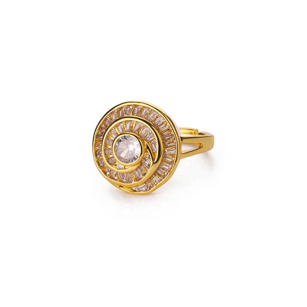 Zirconia Flower Rings for Women Opening Stainless Steel Gold Color Ring Wedding Couple Band Waterproof Jewelry