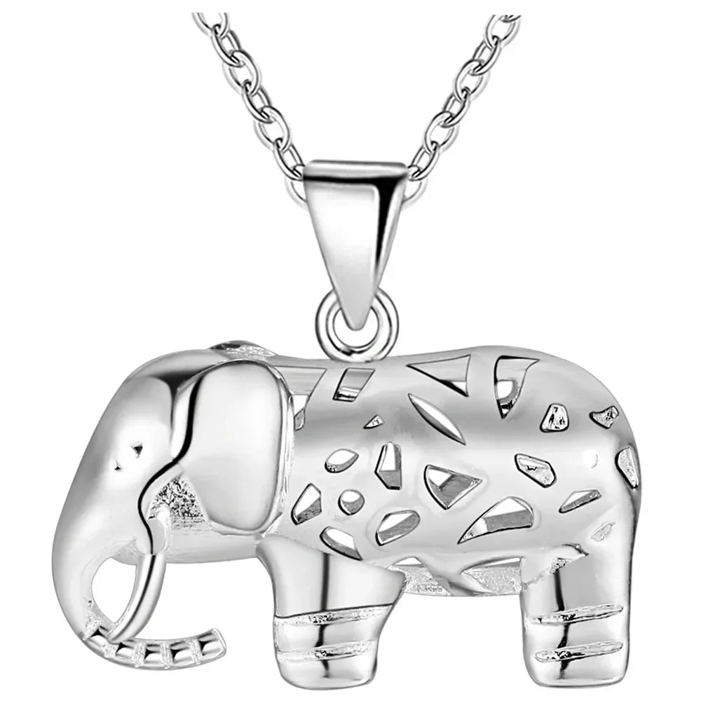 Fine charms 925 Sterling Silver Pretty elephant pendant Necklace For Women fashion Wedding accessories party Jewelry gifts