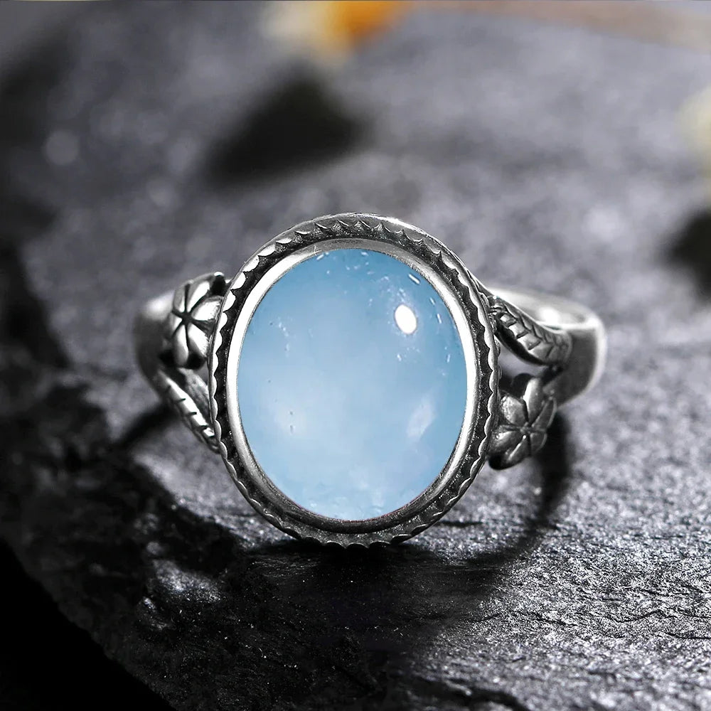Vintage Silberring Damenschmuck Natürlicher Mondstein Tigerauge Personalisierte Ringe für Frauen Bijoux Hochzeitsschmuck Geschenk S925