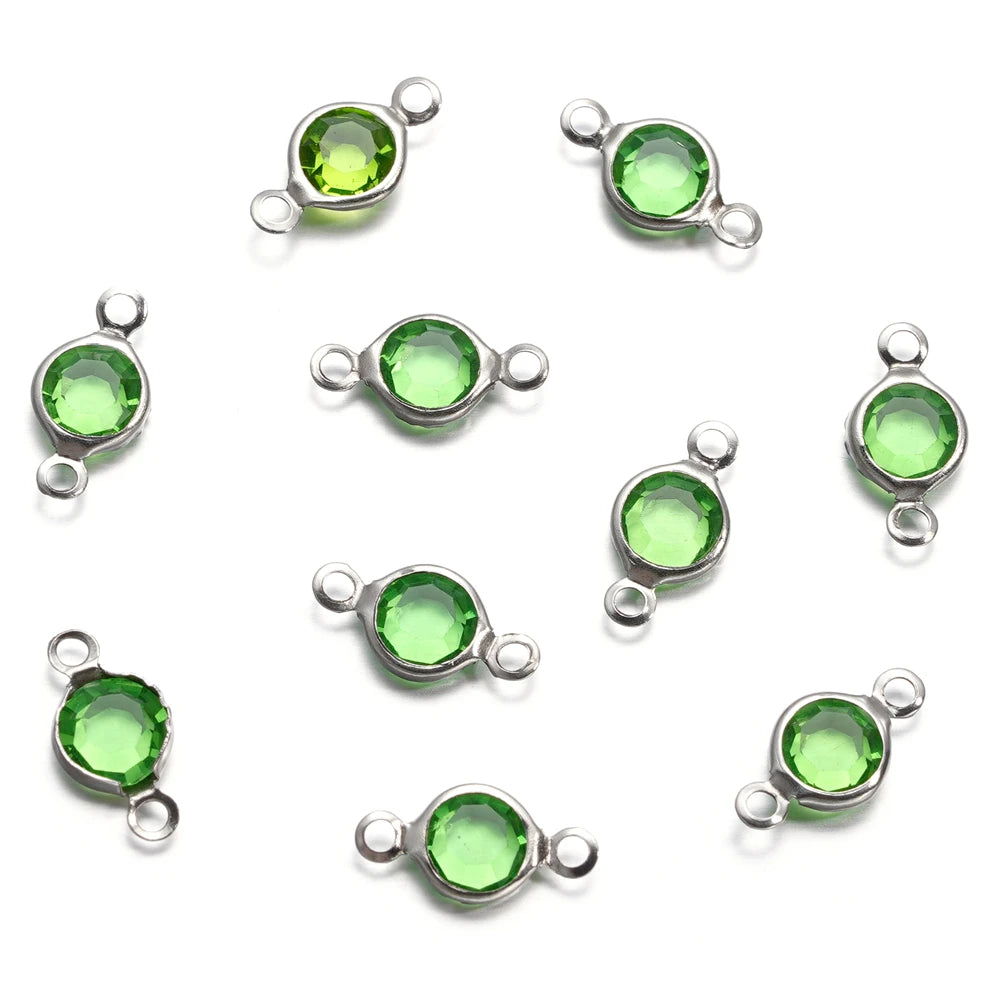 10 Stücke/Los Edelstahl Kristall Rund Doppelring Anhänger für DIY Armband Halskette Perlen Schmuckherstellung Zubehör