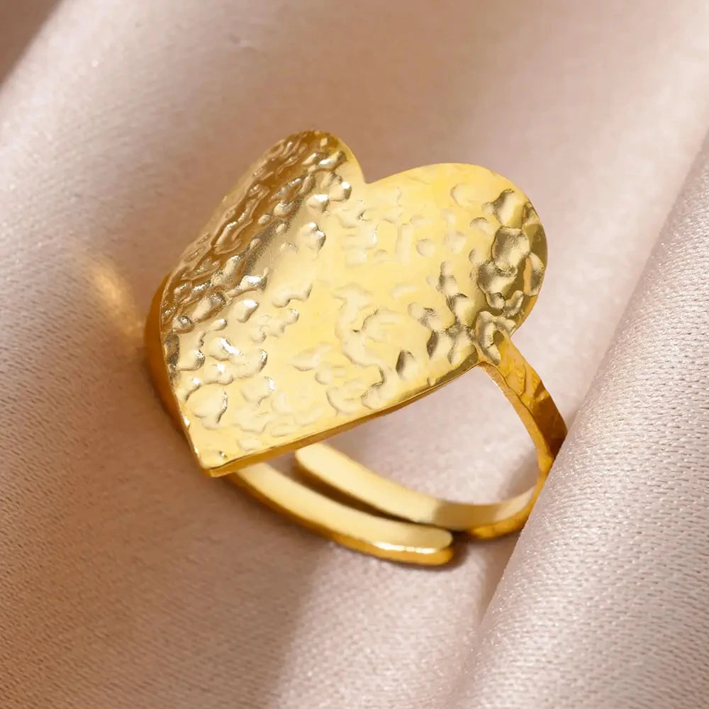 Edelstahl Blumenringe für Frauen Goldfarbe Muschel Seestern Mehrschichtiger Aushöhlungsring Modeschmuck Hochzeitsgeschenke