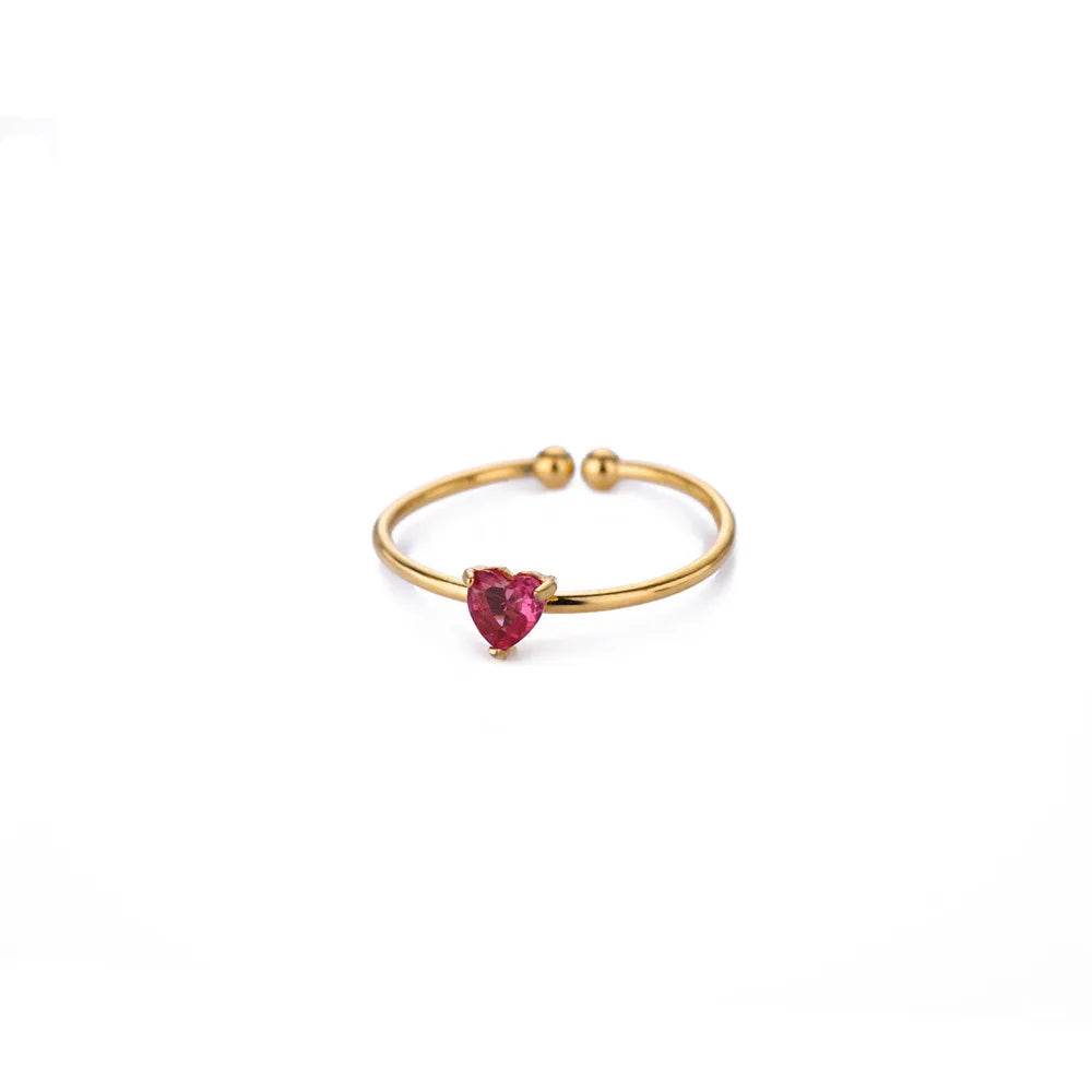 Mode Zirkon Herz Geburtssteinringe für Damen Edelstahl Goldfarbe Geburtssteinring Ästhetischer Hochzeitsschmuck Geschenk