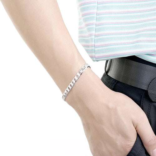 ALIZERO 925 Sterling Silber Armband 4/6/8/10/12mm Seitenkettenarmbänder für Herren Damen Mode Edler Schmuck Großhandel