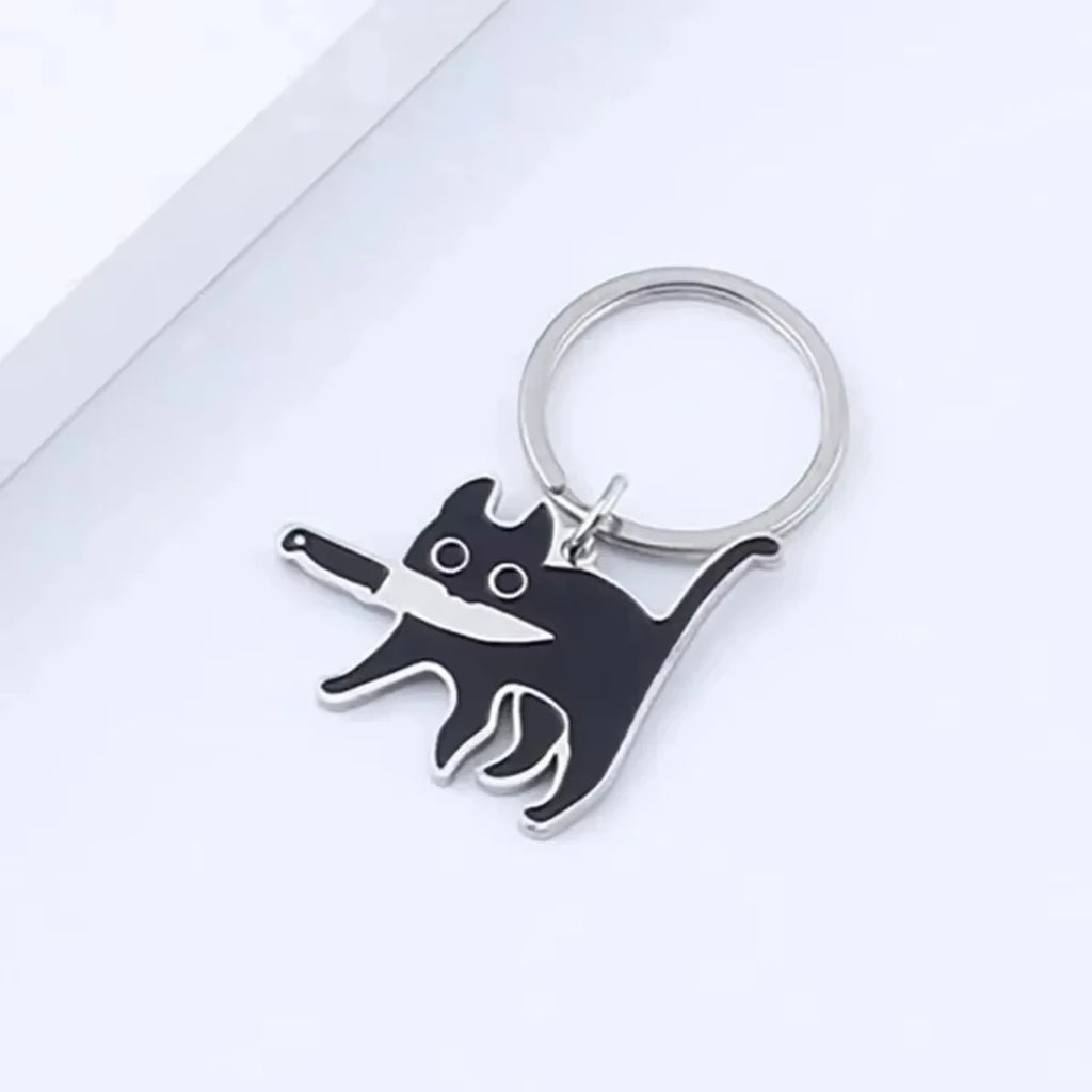 Niedlicher Cartoon-Katzen-Schlüsselanhänger – Schwarzer Kätzchen-Messer-Anhänger für Schlüssel, Tasche, Schmuck – Großhandel Tier-Schlüsselanhänger Geschenk