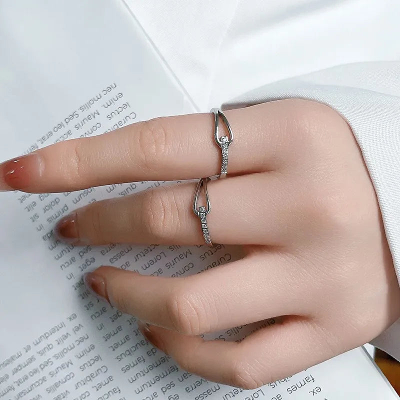 Edelstahl Pave Zirkonia Hohler Ring Ehering für Frauen Mädchen Größe 5-10