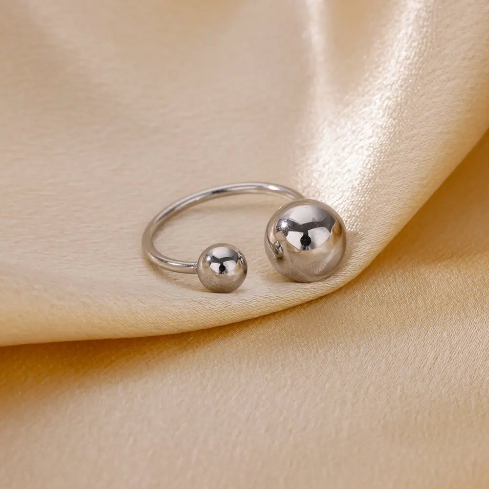 Punk Chunky Ball Ringe für Frauen Männer Gold Farbe Edelstahl Angstperlen Ring Trendy Schmuck Finger Accessoires Geschenk BFF