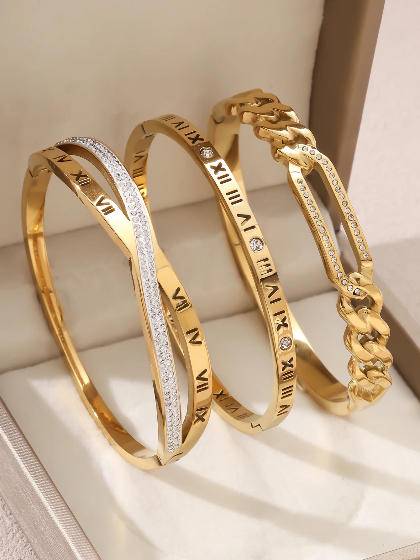 1 Stück/Set Damen Hochzeitsschmuck Party Feiertag Valentinstag Geschenk Edelstahl Armband 18K vergoldet Armband