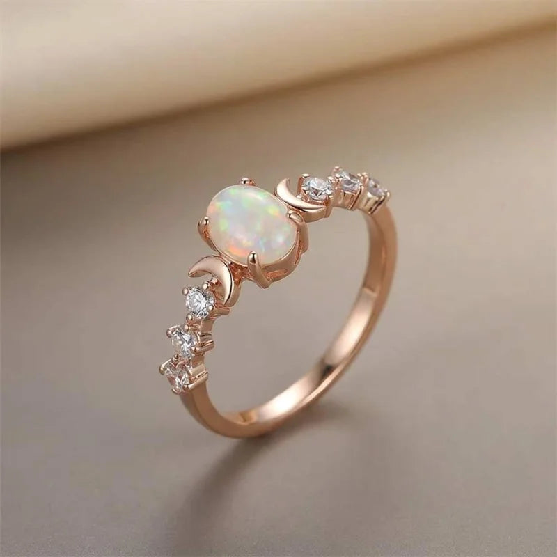 Anillos Ovalados Vintage de Plata de Ley 925 con Circonita Brillante para Mujer, Diseño Resplandeciente de Sol y Luna, Anillo de Fiesta, Joyería Fina de Alta Calidad