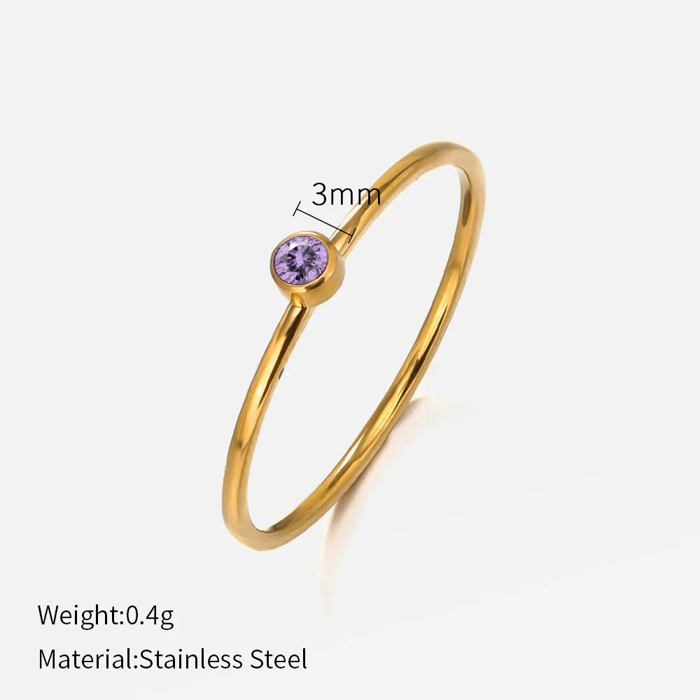 316 Edelstahl Geburtssteinring Gold Farbe Einfacher Modestil Für Frauen Festliche Party Geschenk Schmuck Dropshipping