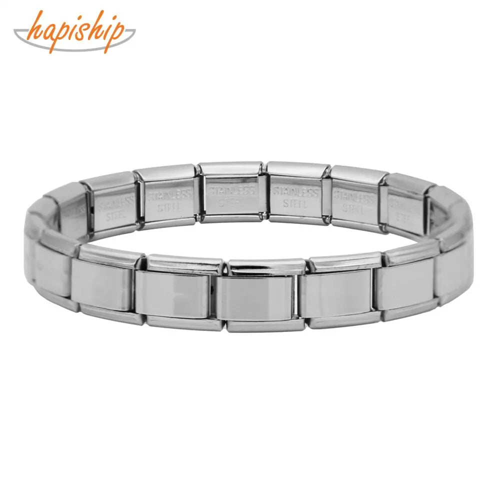 9 mm breite Edelstahlarmbänder, einfacher, trendiger Stil, Alltagsoutfit, silberfarbenes Charm-Armband für Damen, Party, Unisex-Stil