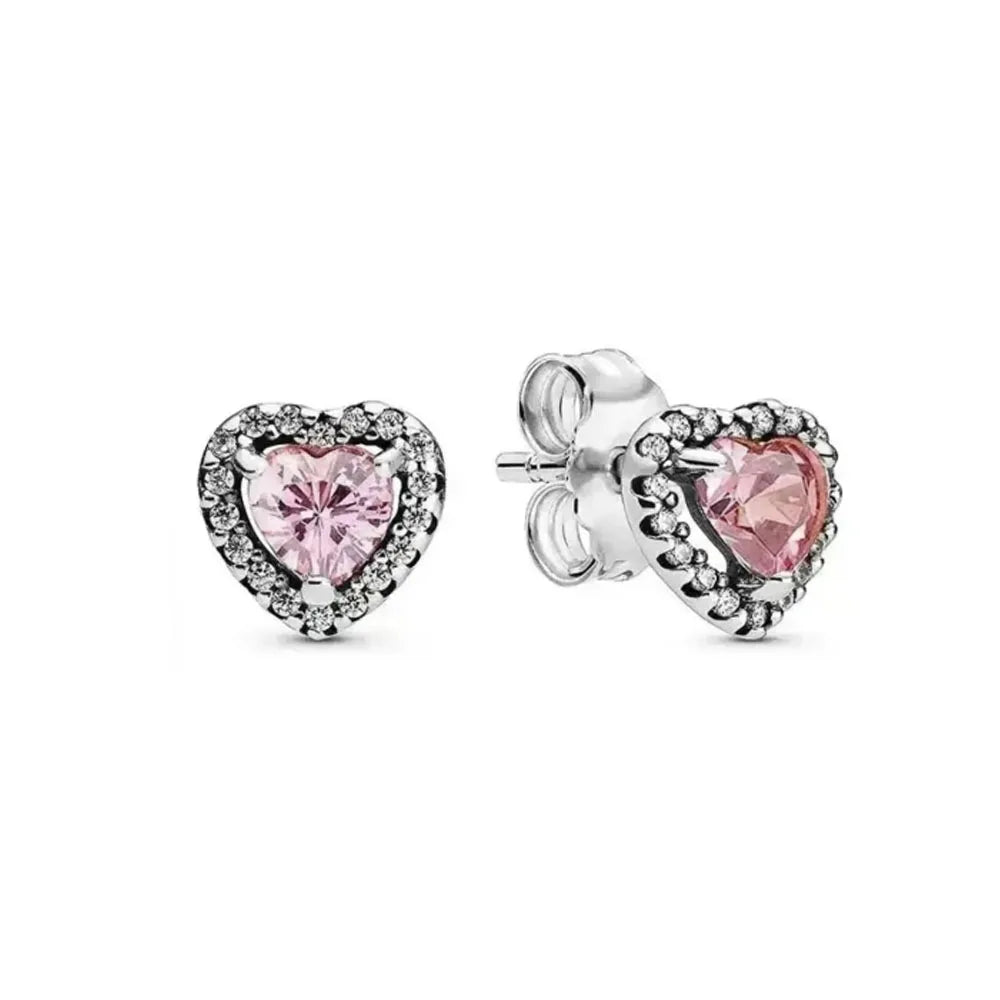 Neue S925 Silber Herz-Stein-Ohrstecker geeignet für Valentinstag, Muttertag, Jubiläumsgeschenk DIY Charm-Schmuck