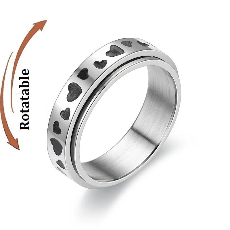 Spinning Anxiety Relaxing Rings For Couple Rotating Stainless Steel Moon And Star Love Band Fidget Rings  Anillo Antiestres
